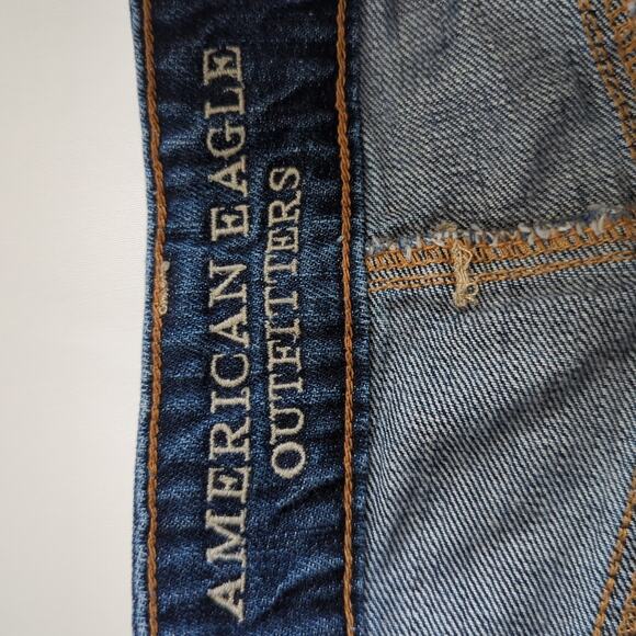 American Eagle Hi Rise Festival Denim Shorts Size 2 Denim Distressed Ripped Lace - Picture 3 of 5